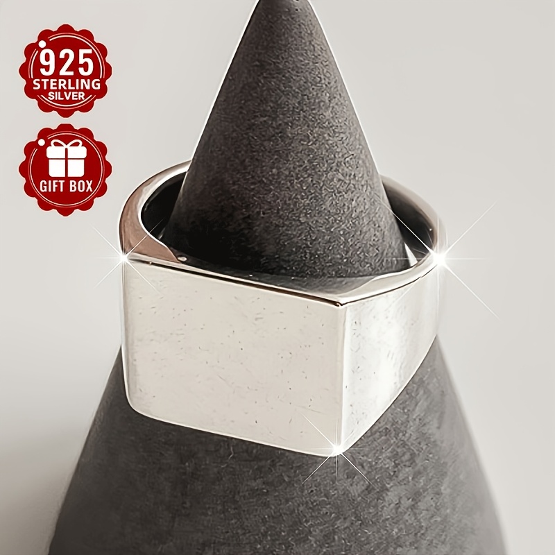 925 Silver Geometric Square Adjustable Hand Ring for Daily Wear